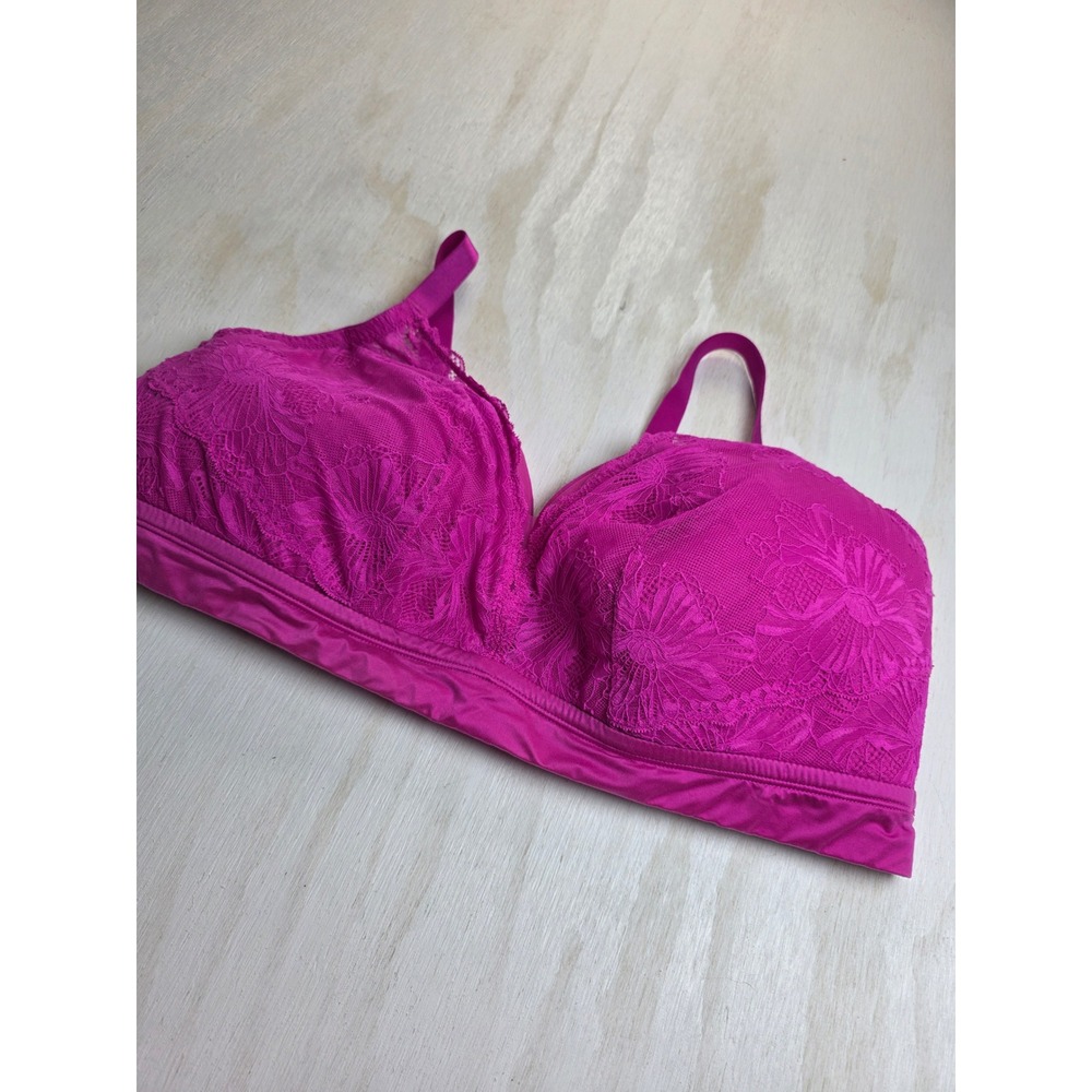 Auden Pink Floral Lace Bralette Plus Size 4X Wireless Boho Magenta Bra